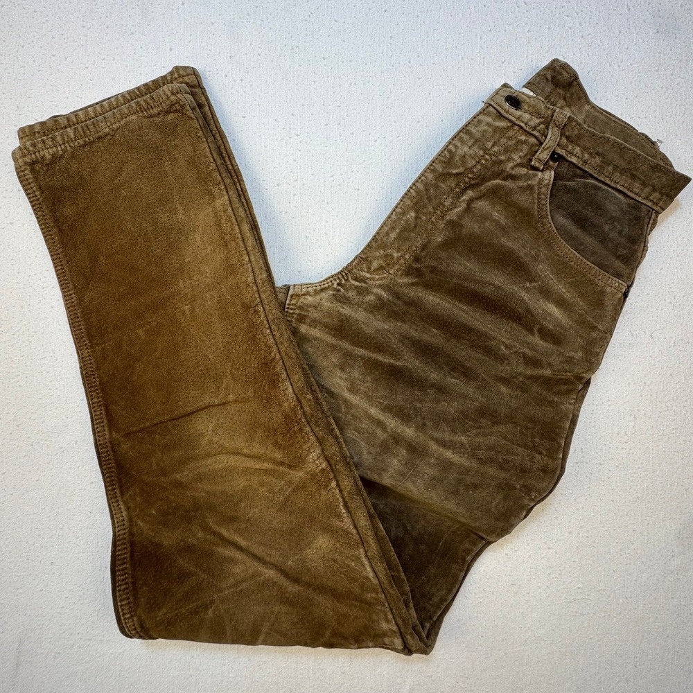 Skotts Suede Pants Women 28 Brown Washable Leather Straight Leg High Rise Canada